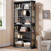 6 - Tier Bookshelf, 75" Bookcase Display Shelves Storage Etagere Tribesigns 3