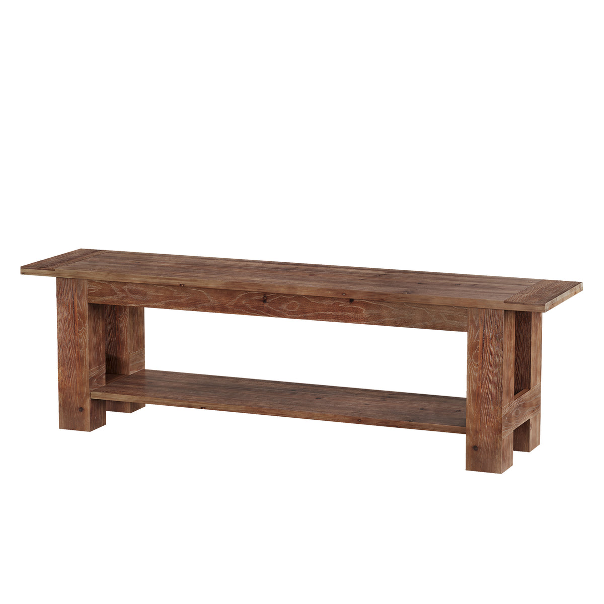 71" Rustic Solid Wood TV Stand for 75" TV, Entertainment Center with Storage Shelf