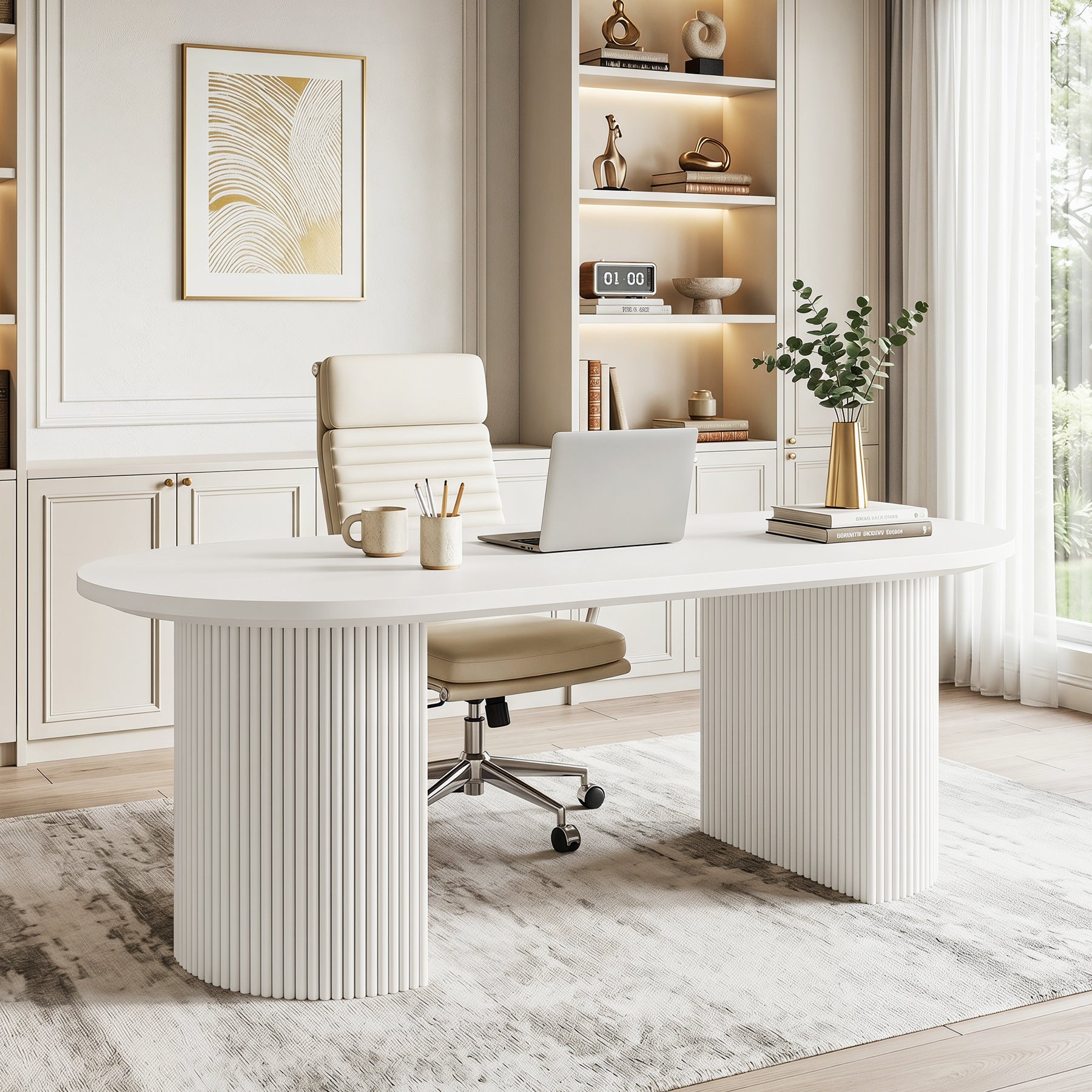 63" Executive Desk, Modern Computer Desk with Sturdy Base for Home Office