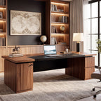 102.3" Large Executive Desk, Oversized Office Desk with Storage Cabinet, File Drawers & CPU Tower