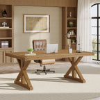63" Rustic Computer Desk, Solid Wood Executive Desk for Office