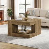 31.5" Square Coffee Table with Storage, 2-Tier Farmhouse Living Room Center Table 3