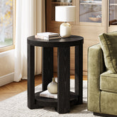 19.6" Side Table, 2-Tier Round End Table Bedside Table 3