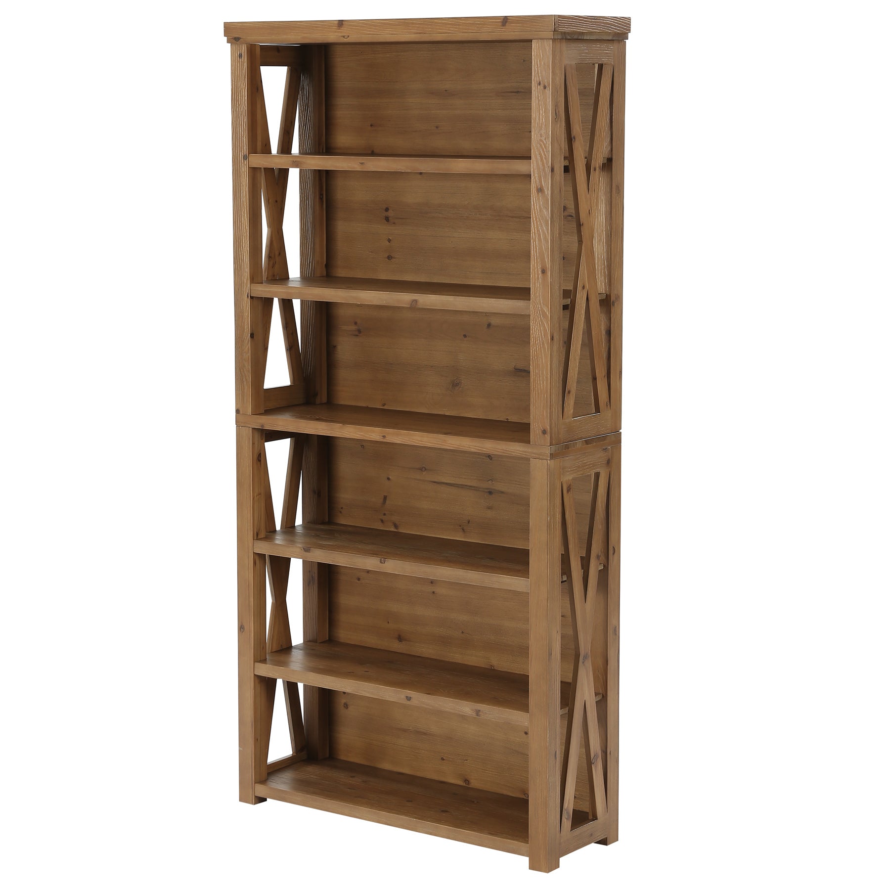 72" Tall Bookshelf, 6-Tier Solid Wood Bookcase with Open Shelves