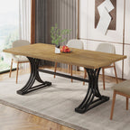 63" Rectangular Dining Table, Modern Kitchen Table with Metal Legs for 4 to 6