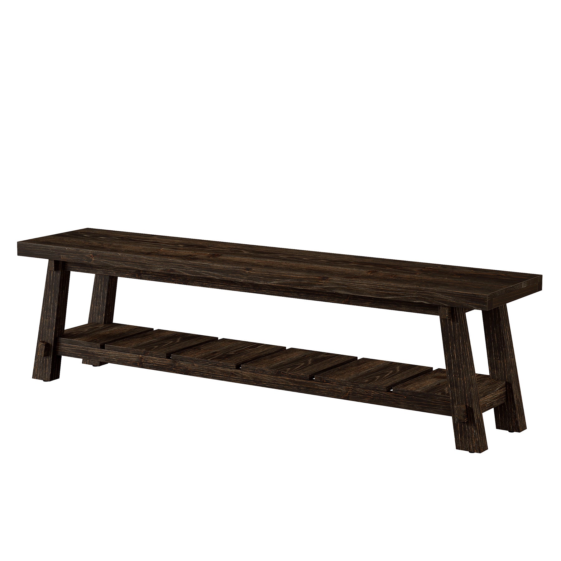 71" Extra Long TV Stand, Solid Wood Entertainment Center with Open Storage Shelves for TVs up to 85"