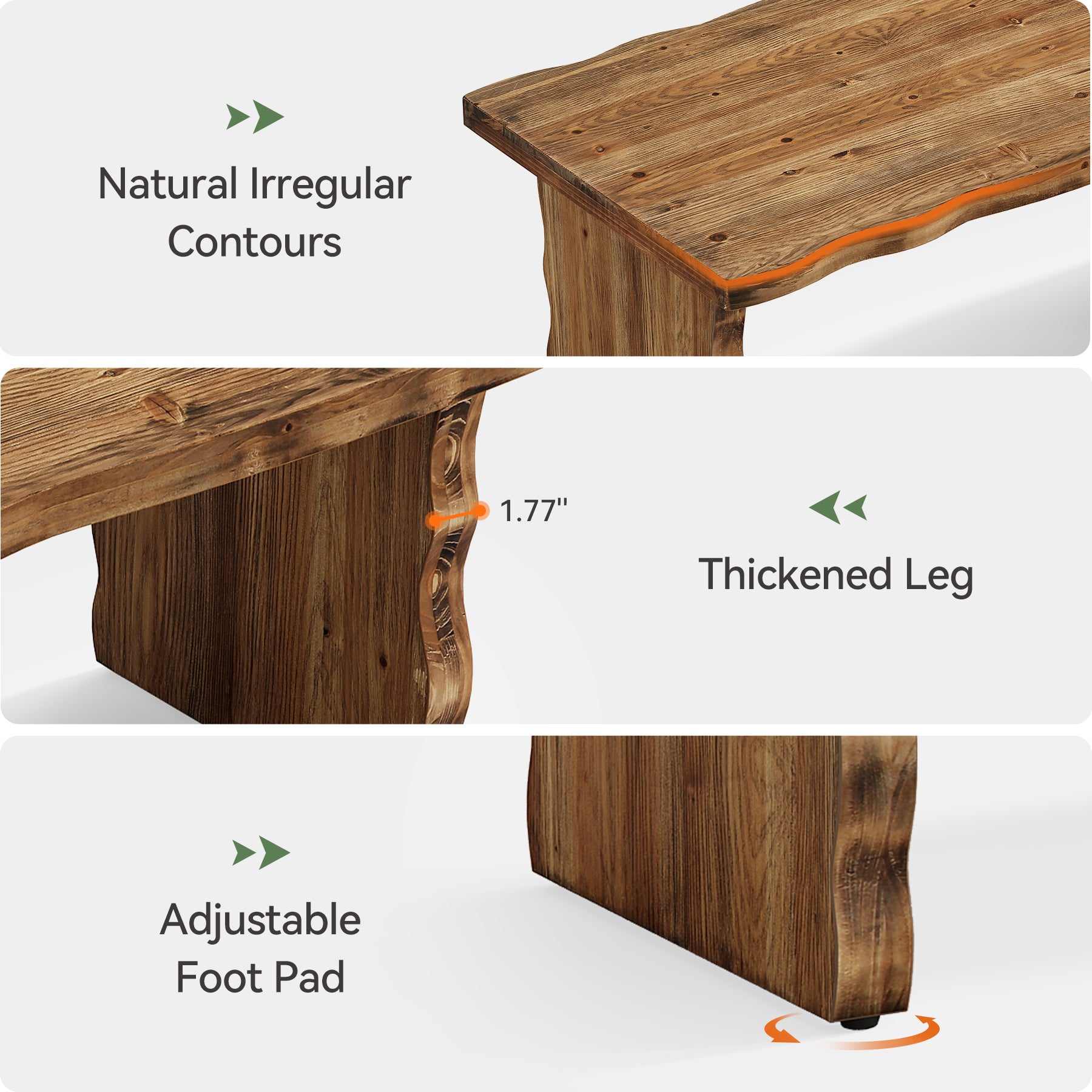 47.24" Solid Wood Coffee Table, Rectangular Center Table For Living Room