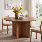 47.2" Round Dining Table, Solid Wood Kitchen Table with Cross Pedestal Base for 4-6 3