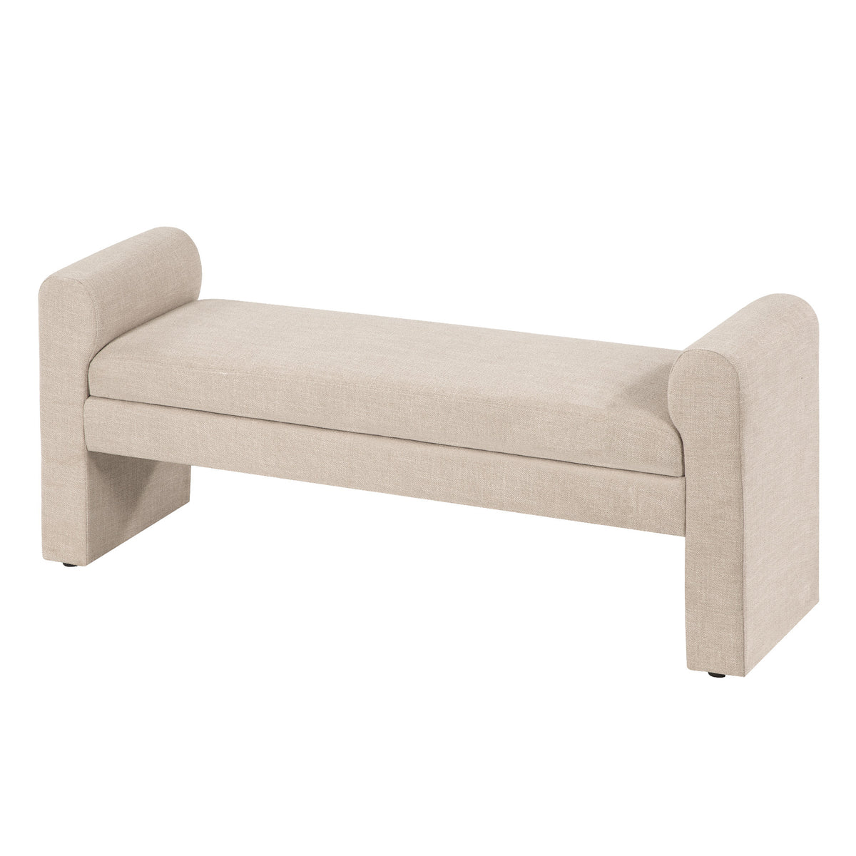 55" Upholstered End of Bed Bench with Arms, Modern Entryway Shoe Bench with Soft Cushioned Seat