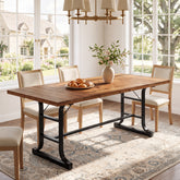 63" Solid Wood Dining Table for 4-6, Rectangular Kitchen Table with Metal Legs, Farmhouse 3