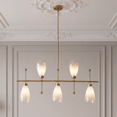 5-Light Modern Linear Chandelier, Kitchen Island Pendant Light with Gradient Frosted Glass Shades(E12 Bulbs Not Included) 3