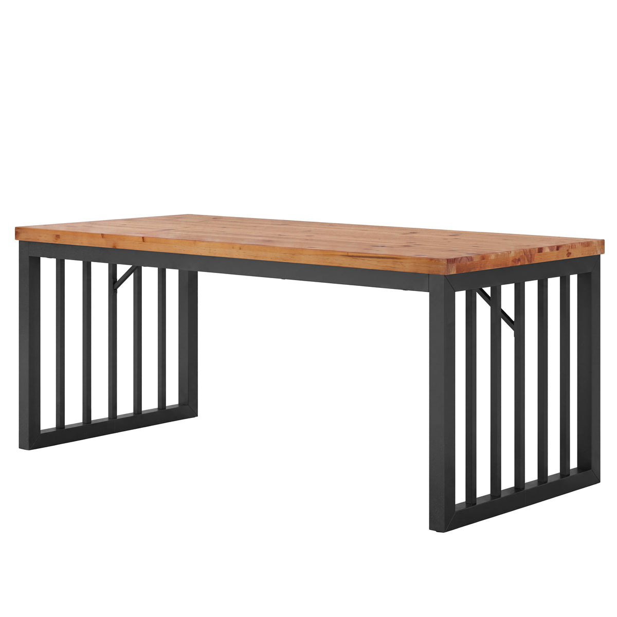 Tribesigns 63-Inch Solid Wood Computer Table, Large Home Office Desk with Metal Frame, Rustic Farmhouse Work Table