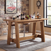 63" Solid Wood Bar Table, Rectangular Farmhouse Dining  Pub Table with A-Frame 3