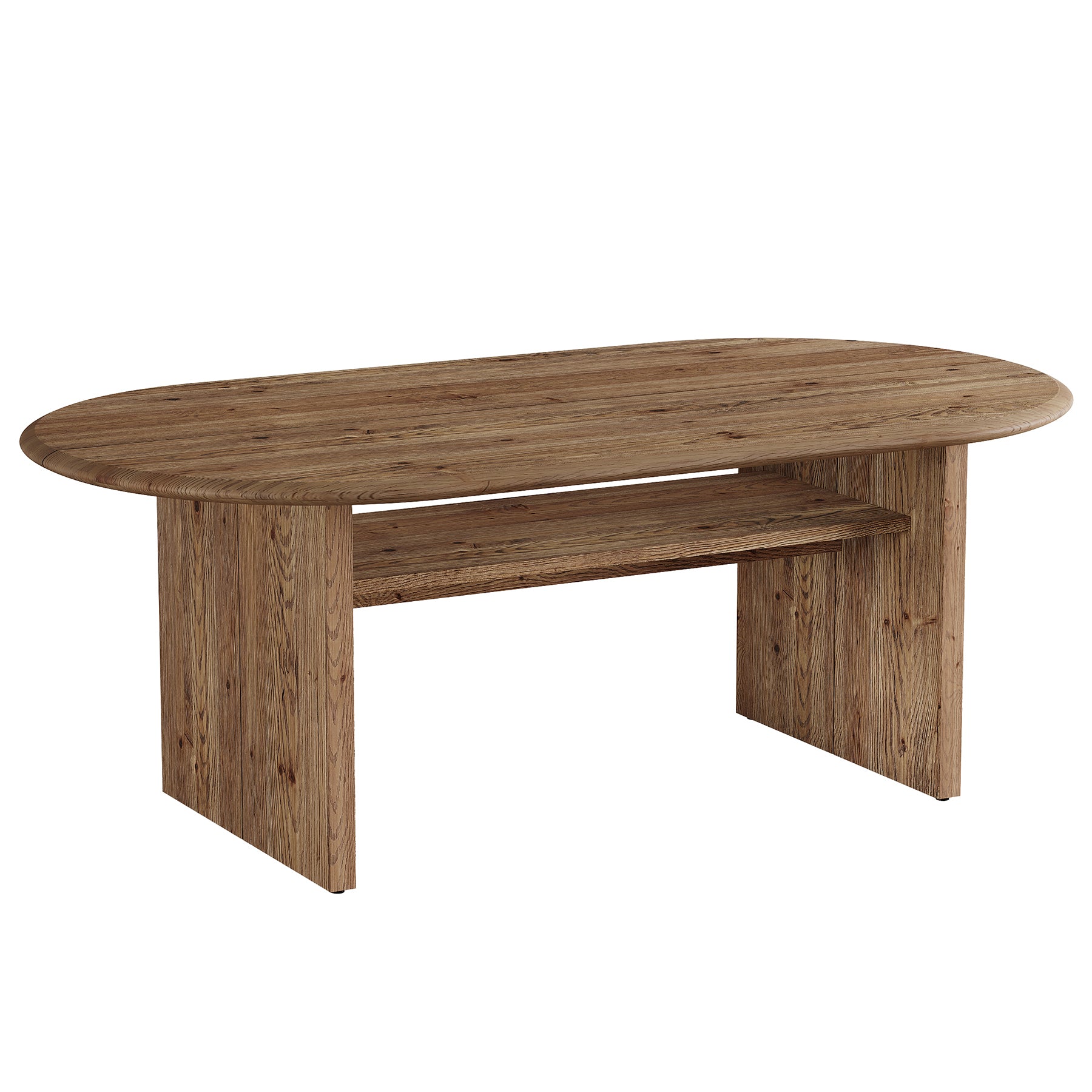 63" Solid Wood Dining Table for 6, Oval Kitchen Table with Storage for Dining Room