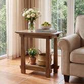 2-Tier Solid Wood End Table, Rectangle Sofa Side Table, Living Room Bedroom Nightstand 3