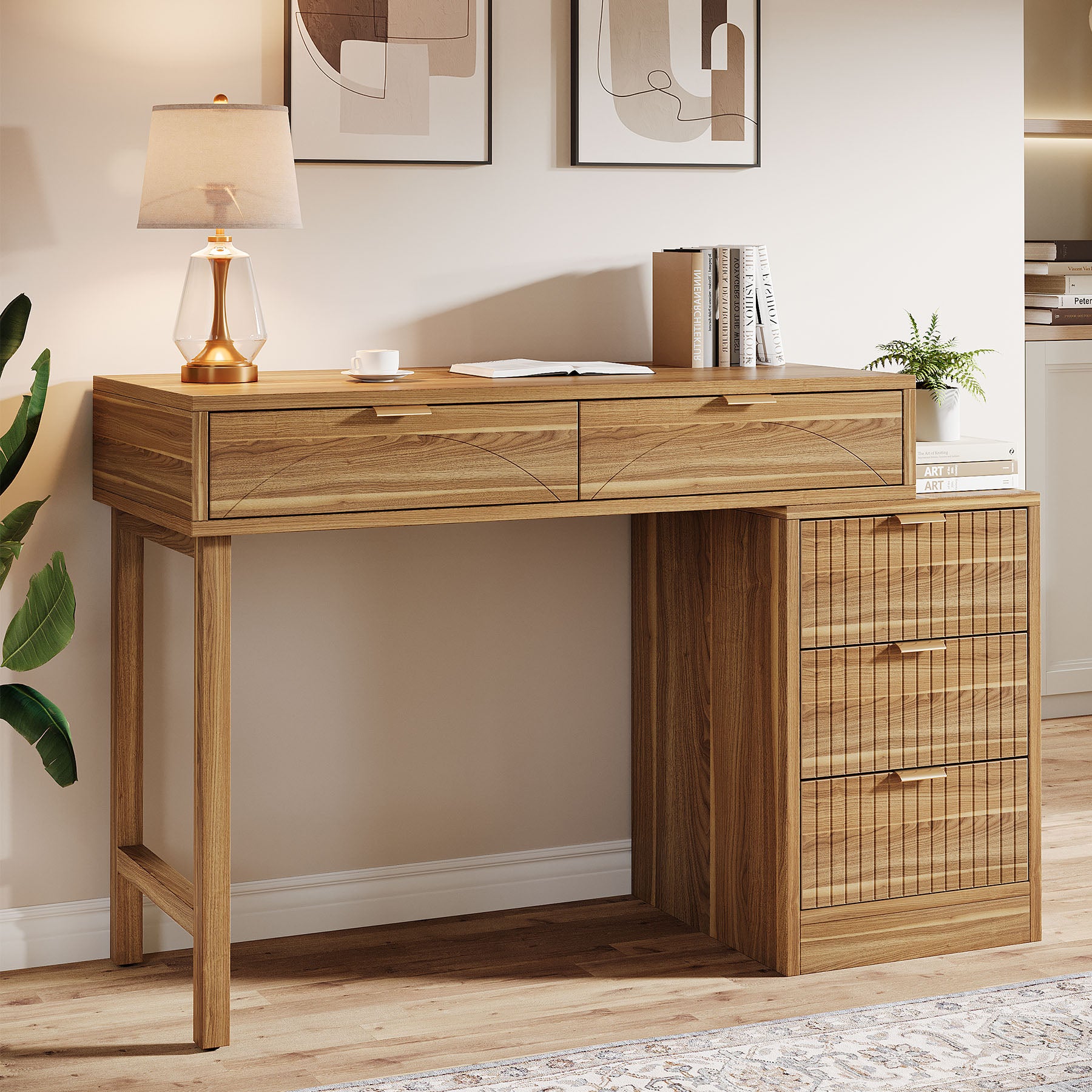 55" Computer Desk, Modern Home Office Desk Study Desk