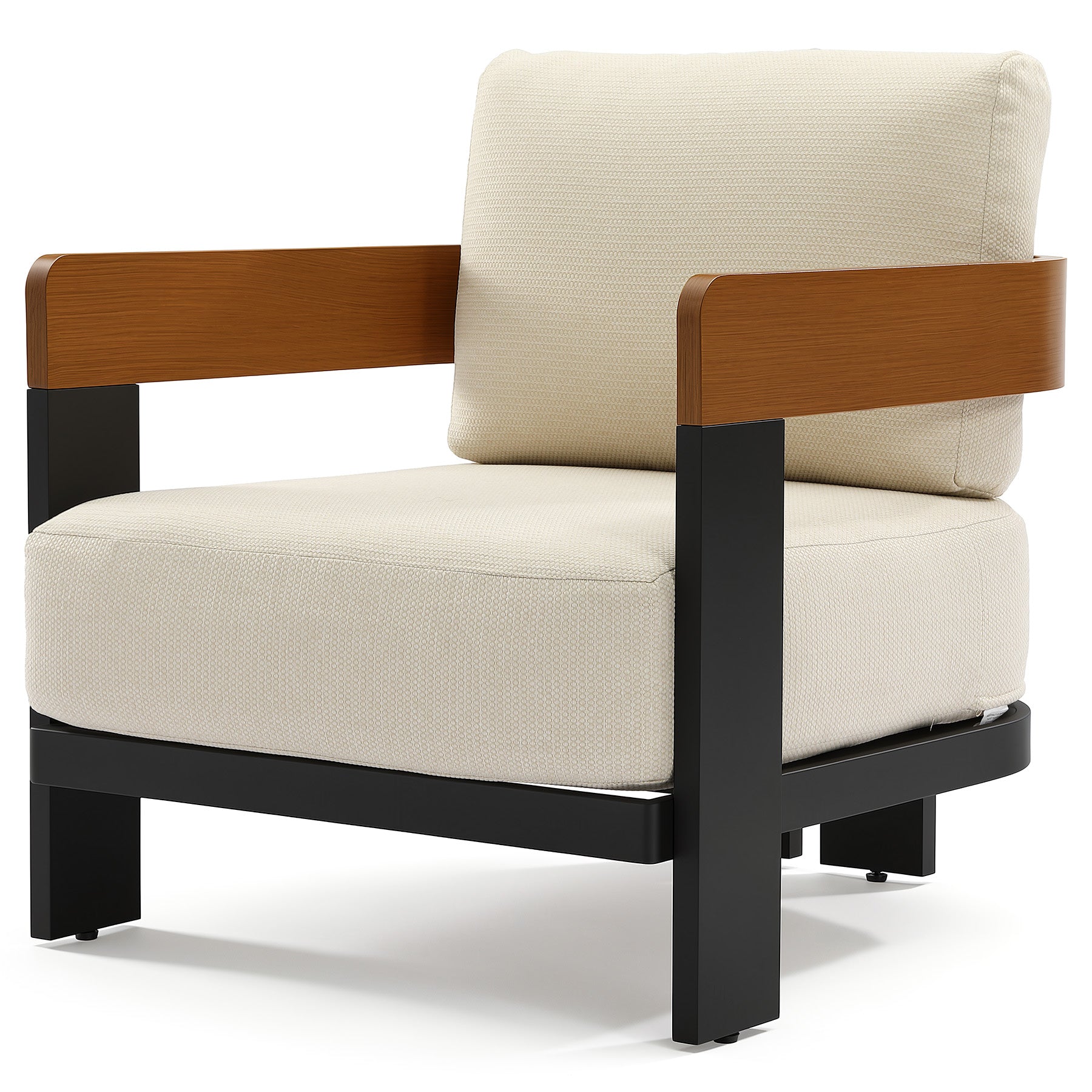 Outdoor Lounge Chair, Patio Armchair Club Chair With Cushions & Aluminum Frame