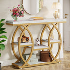 39" Console Table, 4 - Tier Sofa Table Entryway Table with Storage Shelves Tribesigns
