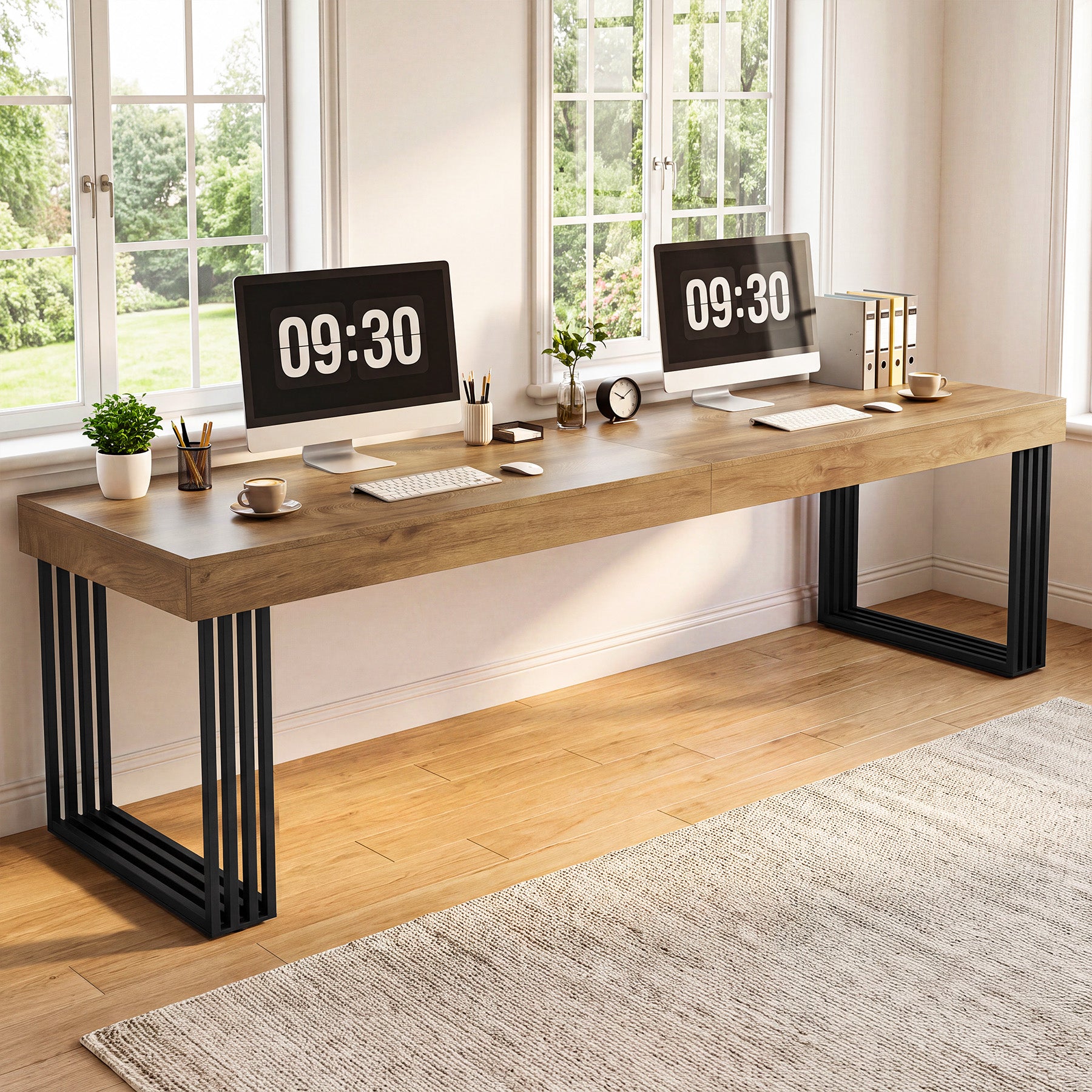 79" Large Computer Desk, Double Executive Desk with Thick Tabletop, Home Office