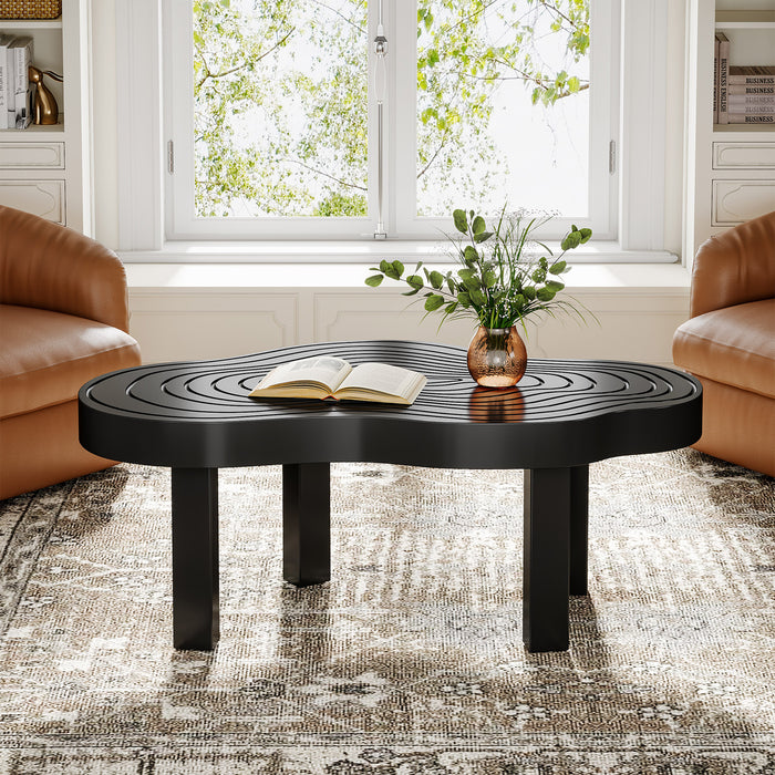 45" Coffee Table, Modern Irregular Center Table with Thick Tabletop