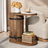 24" Barrel C-Shape Side Table, 2-Tier End Table, Narrow Nightstand for Couch, Living Room 3