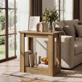 23.62" End Table with Storage Shelves, Narrow Side Table Nightstand for Living Room 3
