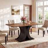 55-Inch Dining Table for 4-6, Farmhouse Wooden Table with Pedestal Base for Kitchen Dining Room 3