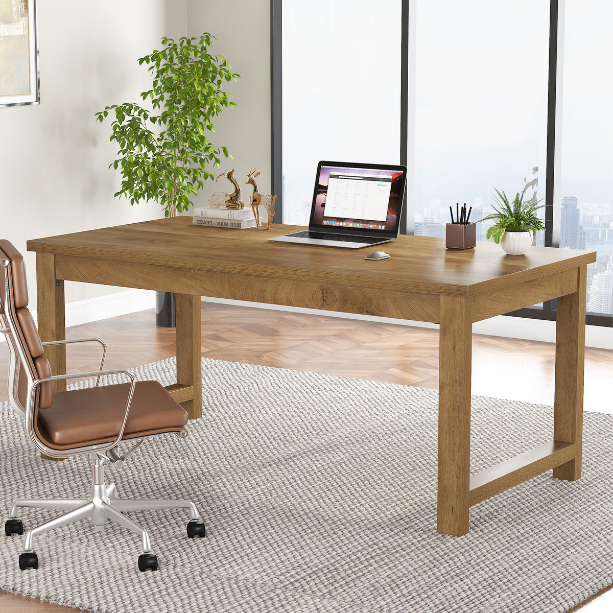 63" Executive Desk, Sturdy Home Office Computer Desk Writing Table