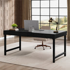 black 55-inch executive desk with metal frame
