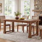 63" Farmhouse Solid Wood Dining Table for 4-6, Rectangular Kitchen Table
