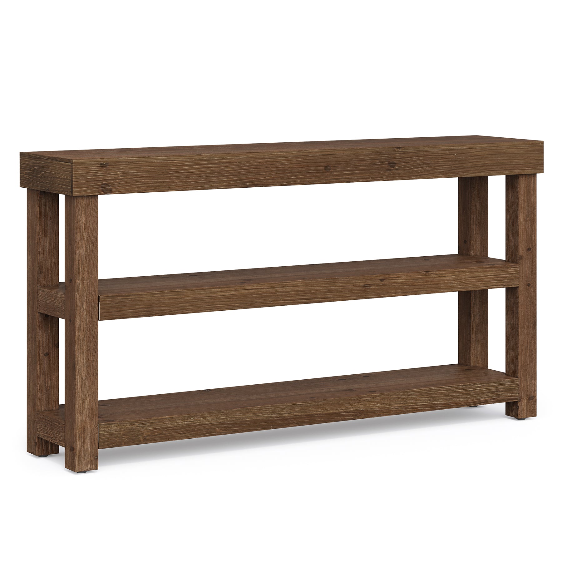 3-Tier Solid Wood Console Table, 63" Narrow Sofa Table Behind The Couch