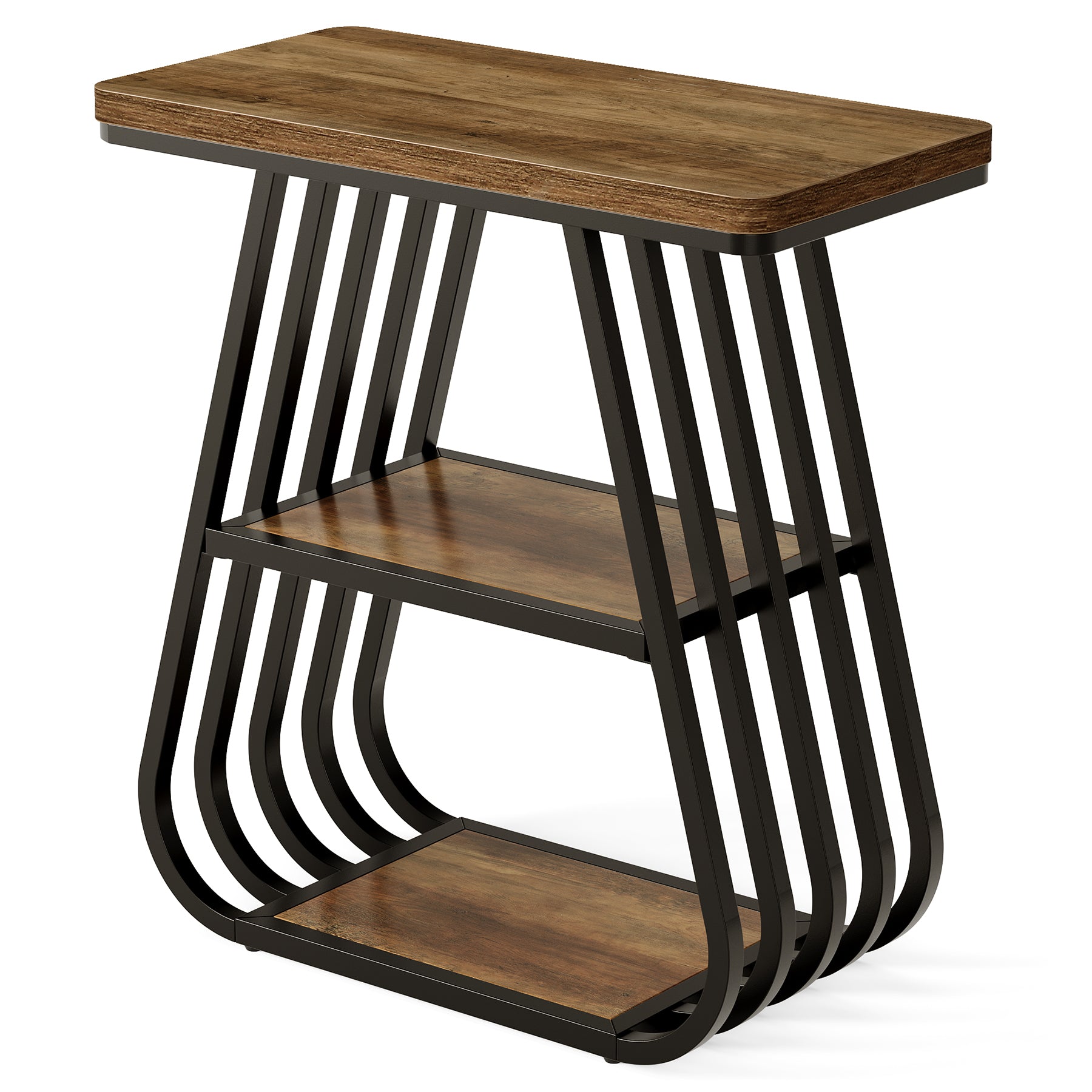3-Tier End Table, 23.62" Side Table with Storage Shelves for Small Spaces