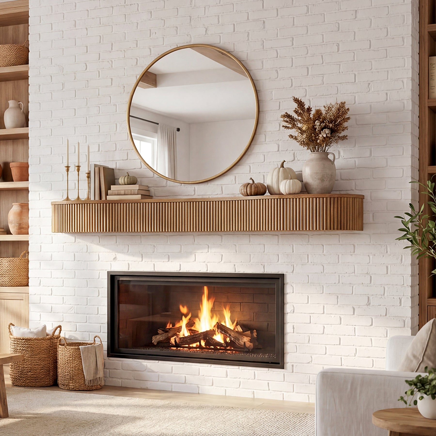 70.87" Wood Fireplace Mantel Shelf, Floating Display Shelf for Living Room