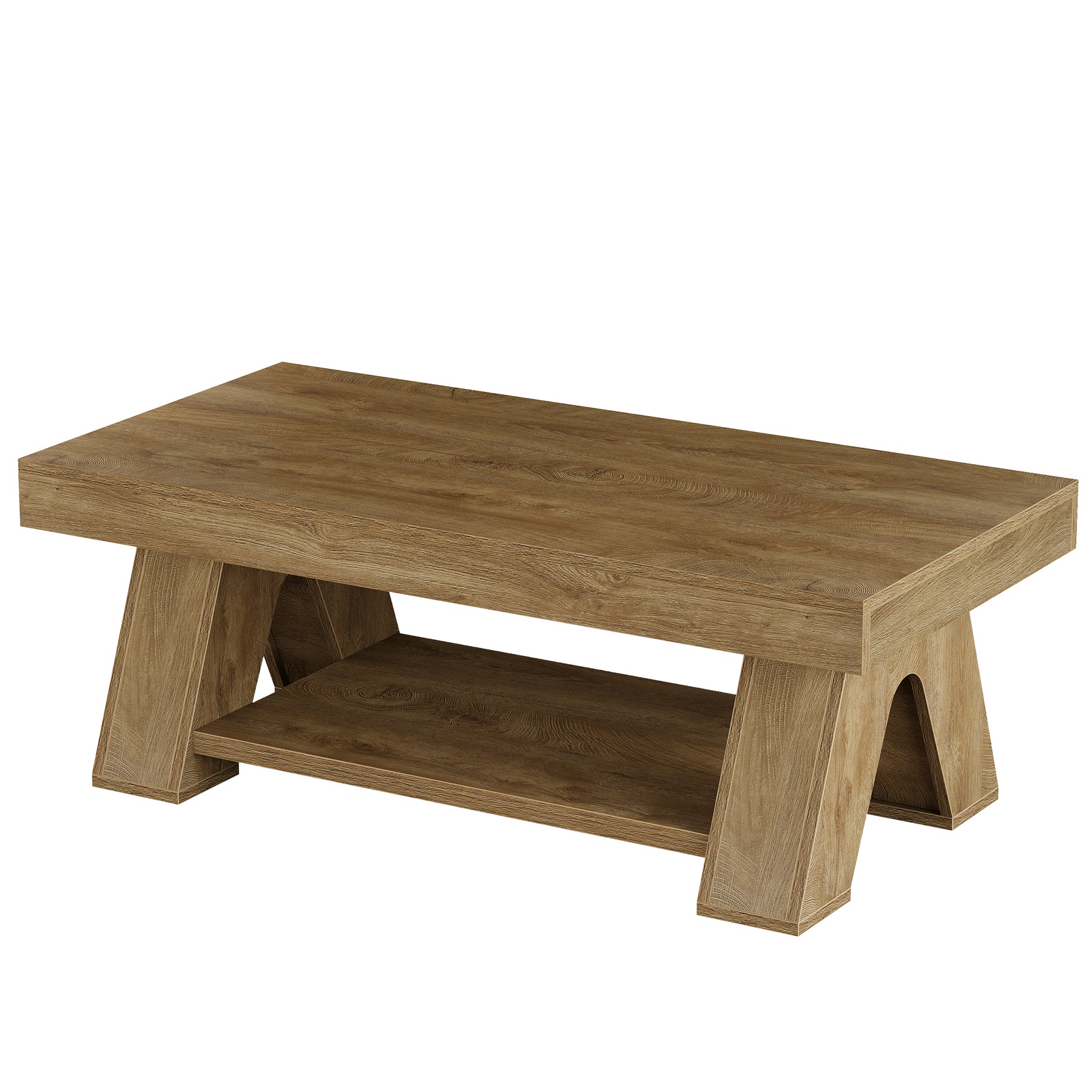 Tribesigns 55.1-Inch Farmhouse Coffee Table with Storage Shelf, Large Rectangle Center Table for Living Room