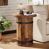 25.6" Tall End Table, Round Side Table Nightstand with Sturdy Base 3