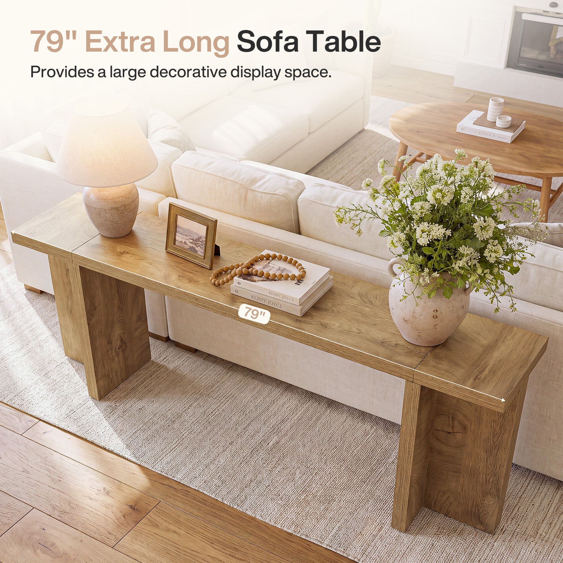 78.7" Extra Long Console Table, Entryway Table with Stable T-Shaped Legs and Long Tabletop