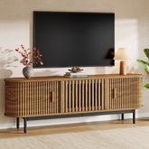 70" TV Stand for TVs up to 80", Fluted TV Console with Metal Legs & Sliding Doors 3