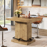 47" Bar Table, Rectangular Bistro Pub Table with Metal Footrest 3