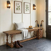 59.1" Solid Wood Entryway Bench with Turned Legs 3