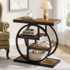 4-Tier End Table, Industrial Side Table with Storage Shelves for Living Room, Bedroom