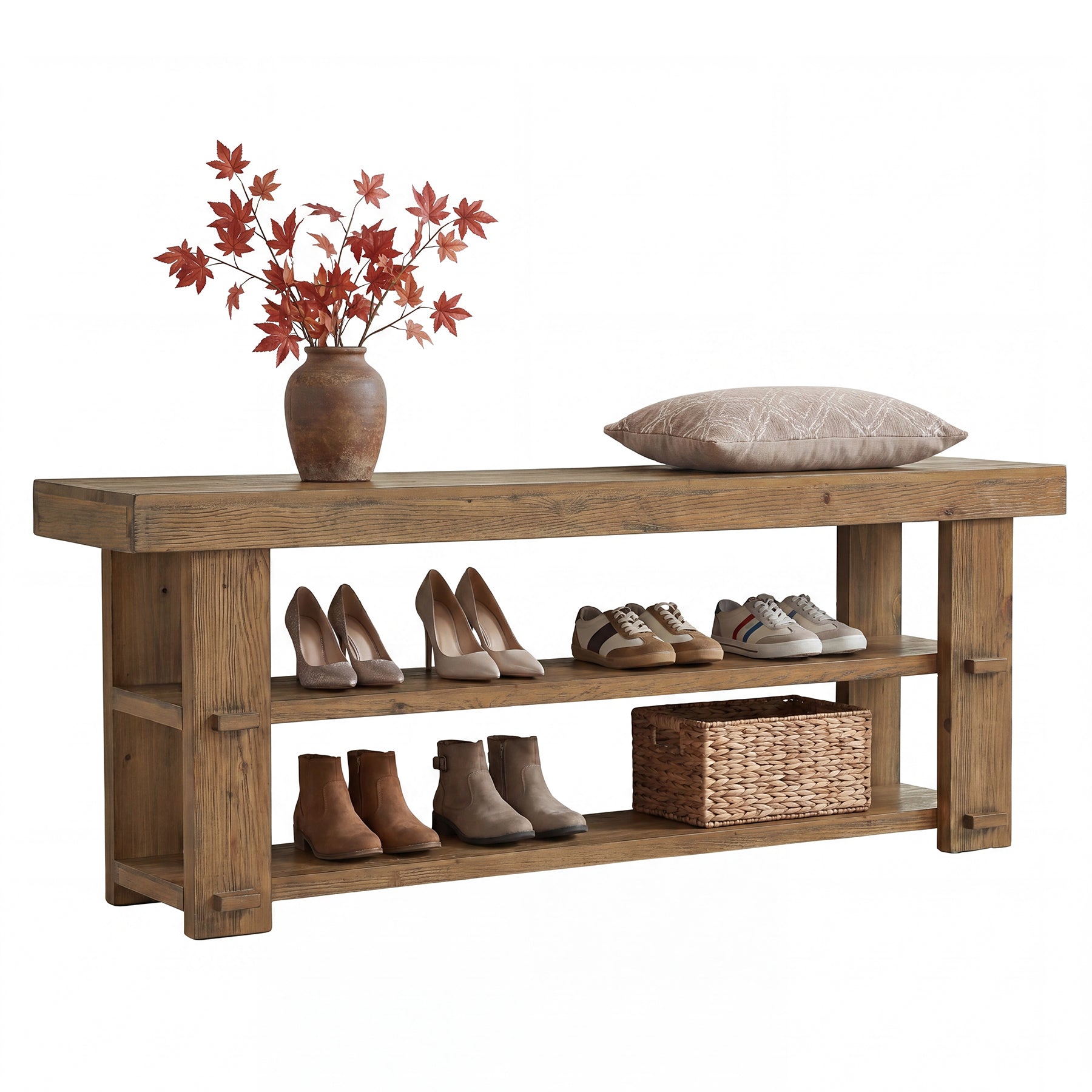 Tribesigns 55-Inch Entryway Bench, 2-Tier Shoe Storage Bench