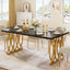 63" Modern Dining Table with Faux Marble Tabletop for 4-6 People