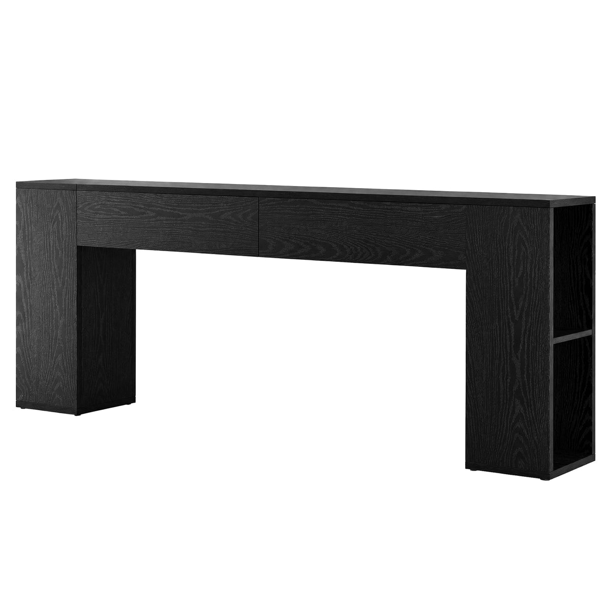 79" Long Console Table, Farmhouse Entryway Table with 2 Drawers and Side Storage Shelves