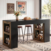 63" Counter Height Bar Table with Storage Shelves, Industrial Pub Table for Kitchen, Dining Room & Home Bar 3