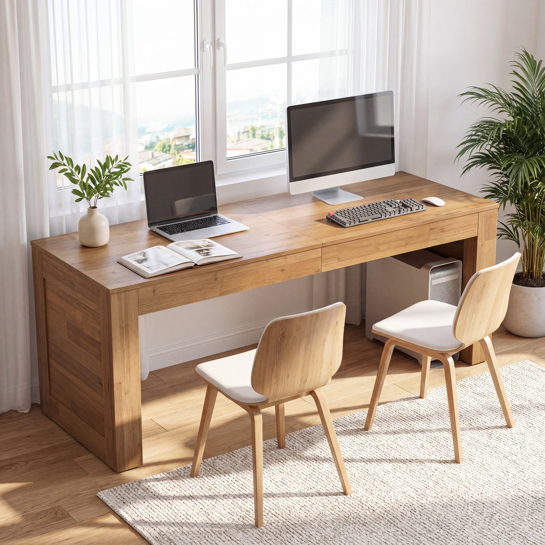 78.74" Two-Person Desk, Double Computer Desk Writing Table for Home Office