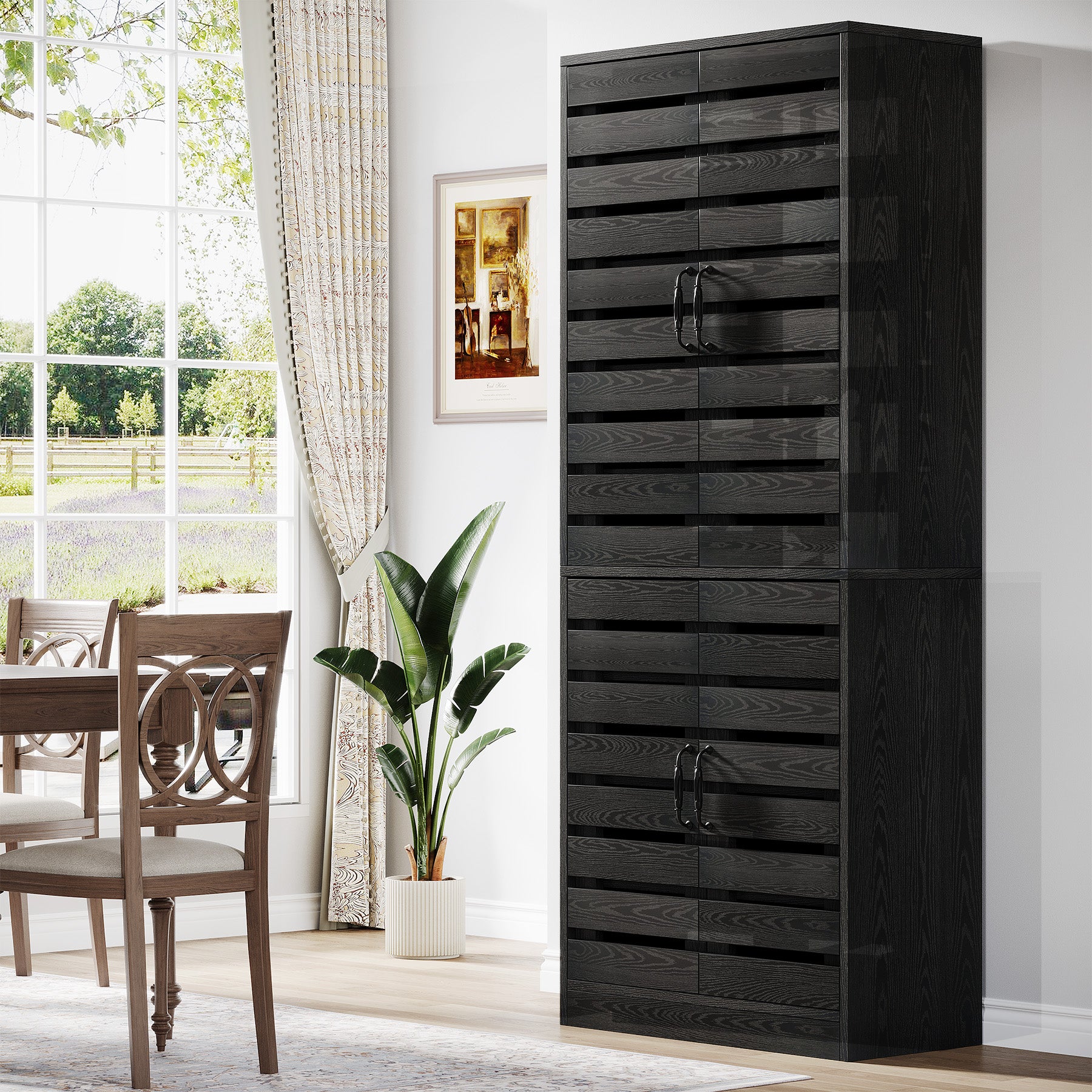 70.8" Kitchen Pantry Cabinet, 9-Tier Storage Cabinet with 2 Shutter Doors