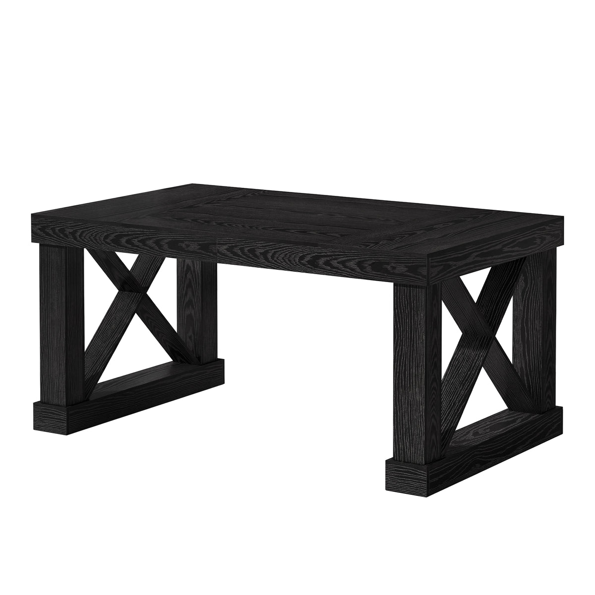 63" Farmhouse Dining Table for 4-6 People, Rectangular Wood Kitchen Table with Heavy-Duty X Legs