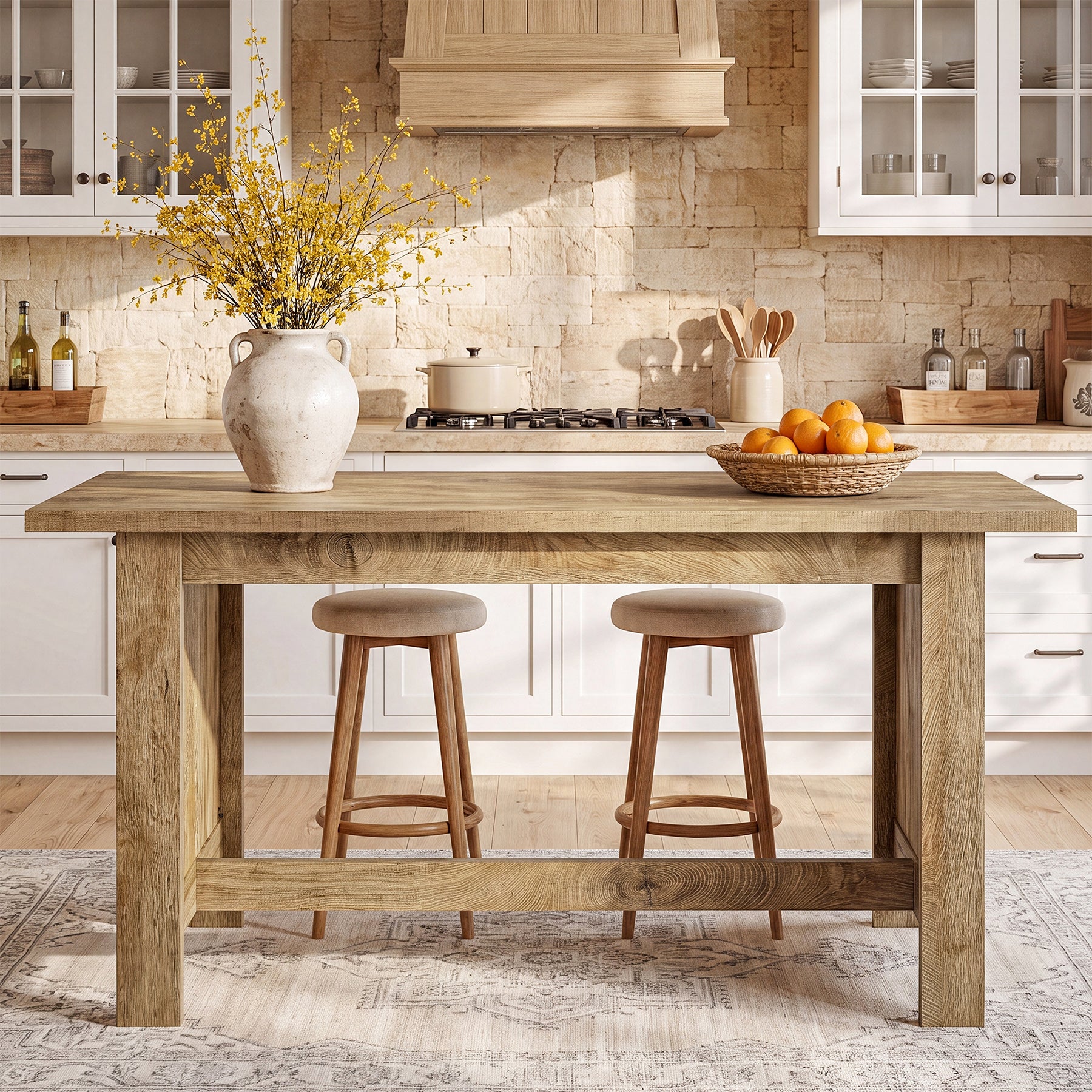 Tribesigns 63-Inch Kitchen Island with Large Prep Top, Farmhouse Counter Height Table for Kitchen