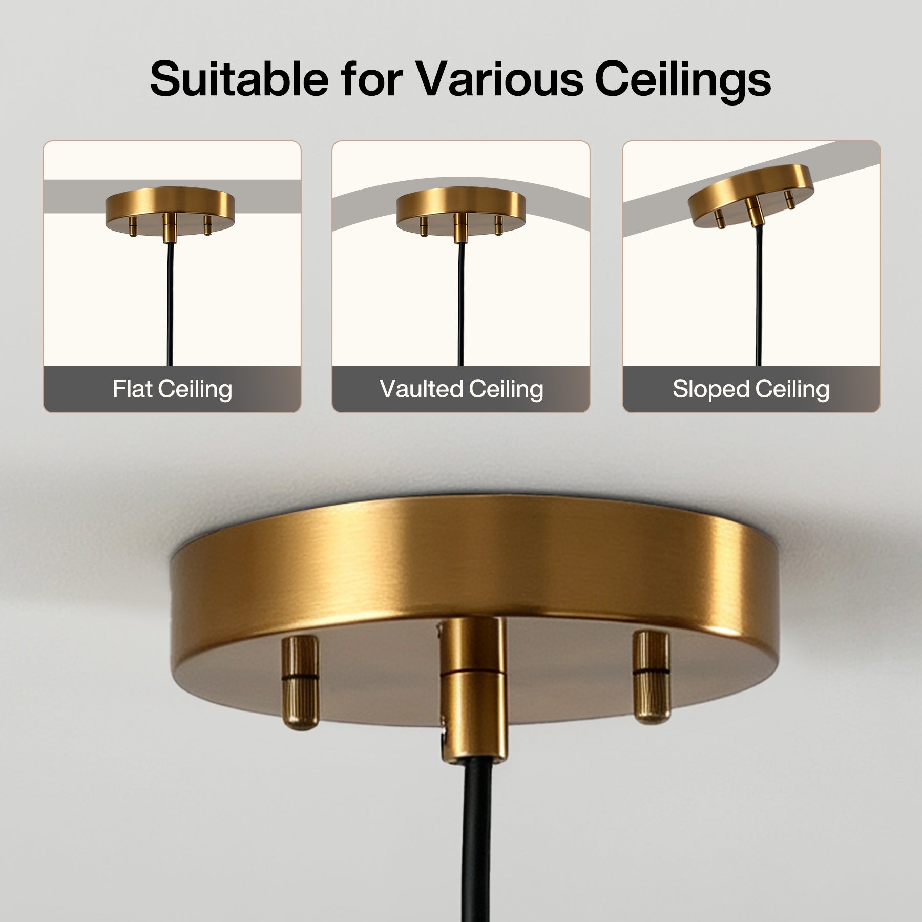 1-Light Pendant Light with Smoky Glass Shade & Adjustable Height