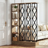 70.87" Tall Wall Room Divider, Freestanding Wall Partition with 5-Tier Storage Shelves 3